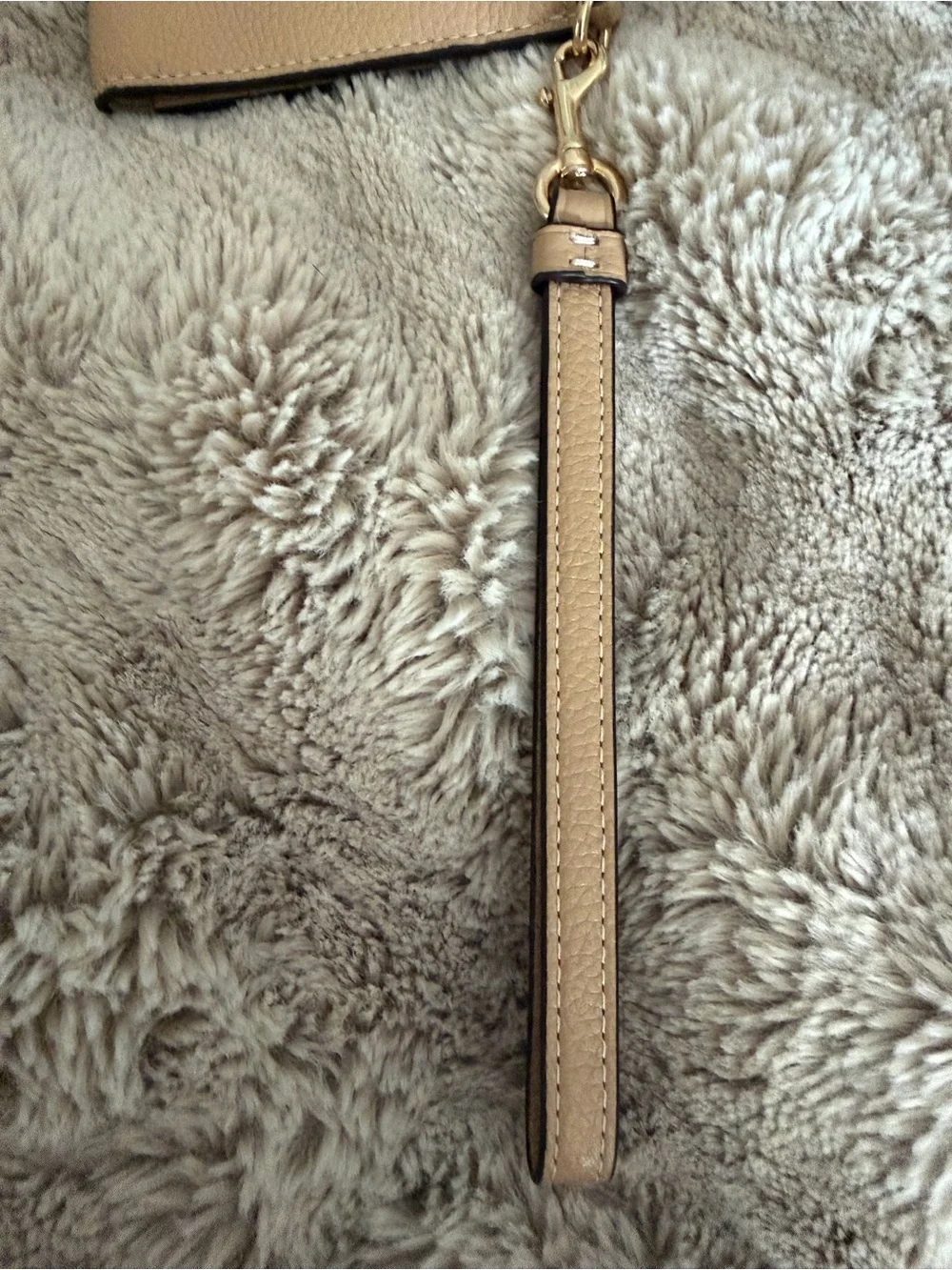 Coach Pebbled Leather Wristlet in Light Beige with Gold Hardware